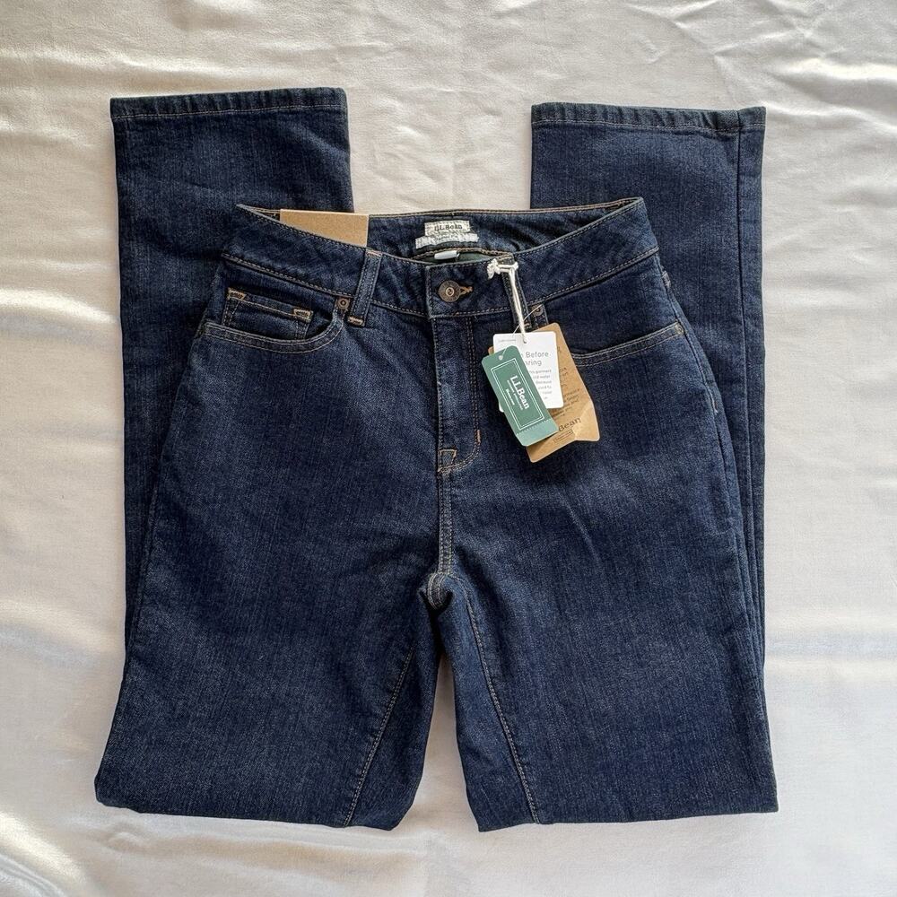 L.L.Bean Women's 2 Regular Classic Fit Lined Jeans NWT Dark Wash Straight Leg